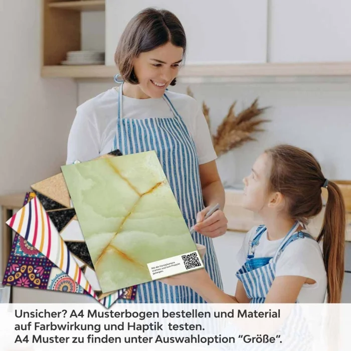 Küchenrückwand Folie Marmor in sanftem Grün A4 Muster