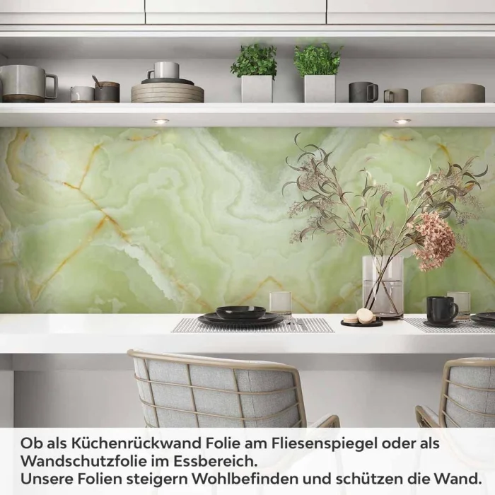 Küchenrückwand Folie Marmor in sanftem Grün Artikelbild 1