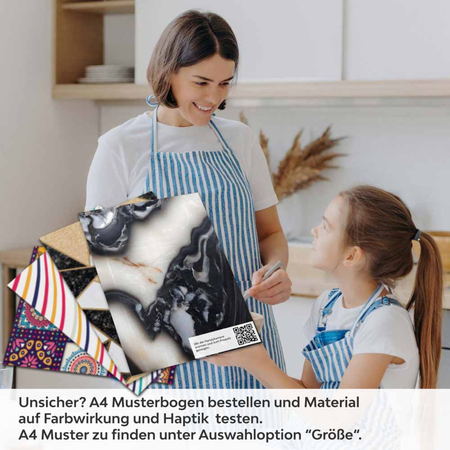 Küchenrückwand Folie Schwarz-Weiß Marmoroptik A4 Muster
