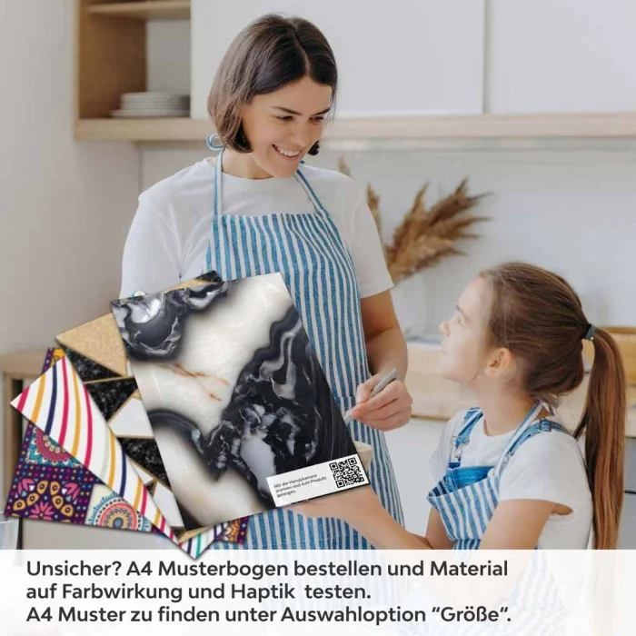 Küchenrückwand Folie Schwarz-Weiß Marmoroptik A4 Muster