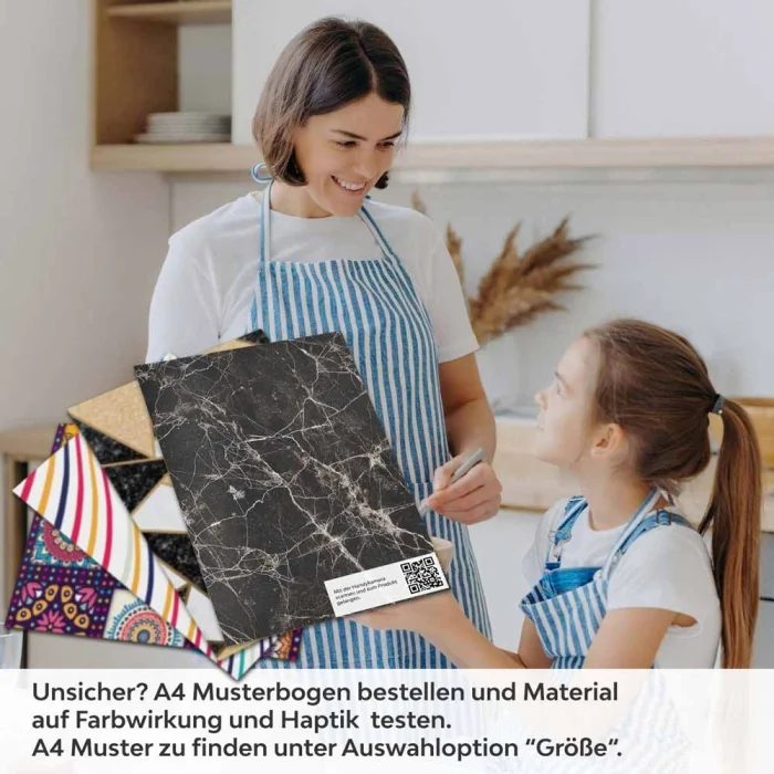 Küchenrückwand Folie Schwarz-Braun Marmordesign A4 Muster