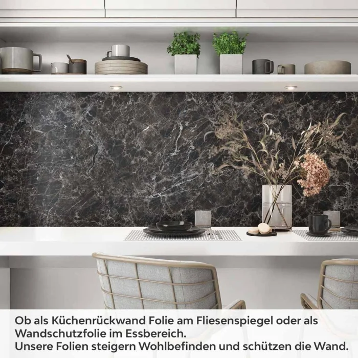 Küchenrückwand Folie Schwarz-Braun Marmordesign Artikelbild 1