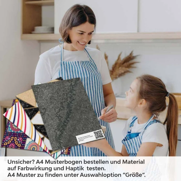 Küchenrückwand Folie edler Marmorlook in Dunkelgrau A4 Muster