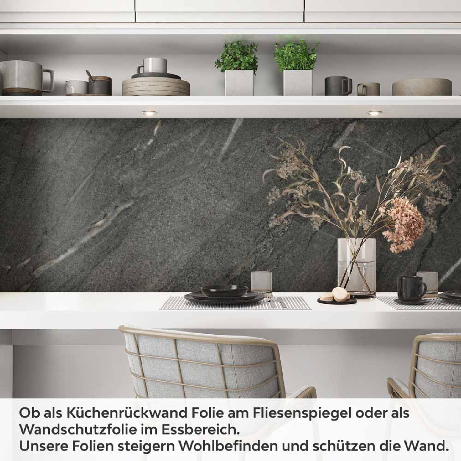 Küchenrückwand Folie edler Marmorlook in Dunkelgrau Artikelbild 1