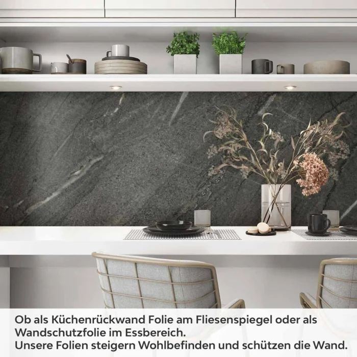 Küchenrückwand Folie edler Marmorlook in Dunkelgrau Artikelbild 1