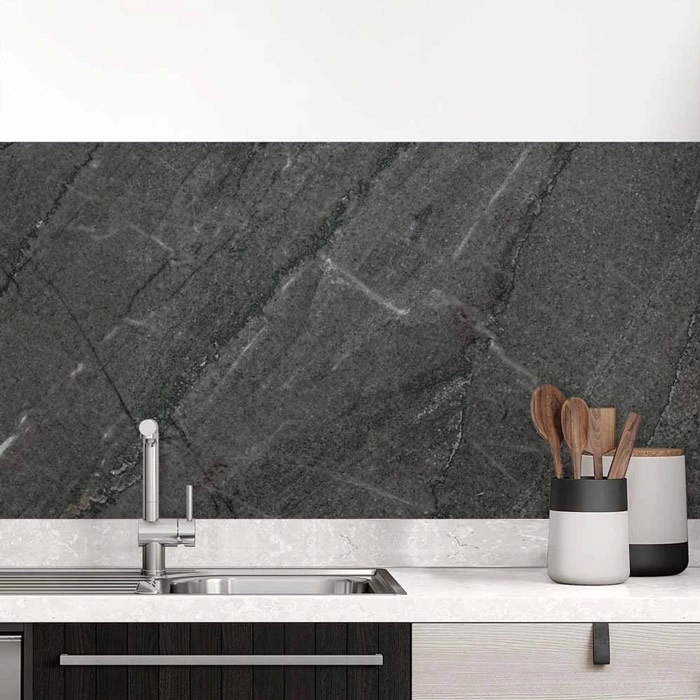Küchenrückwand Folie Edler Marmorlook in Dunkelgrau