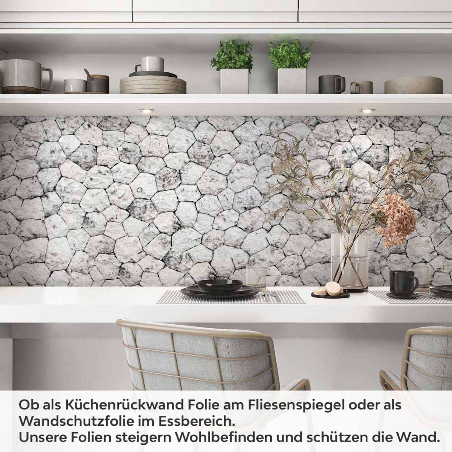 Küchenrückwand Folie Landhausstil Steinoptik Artikelbild 1