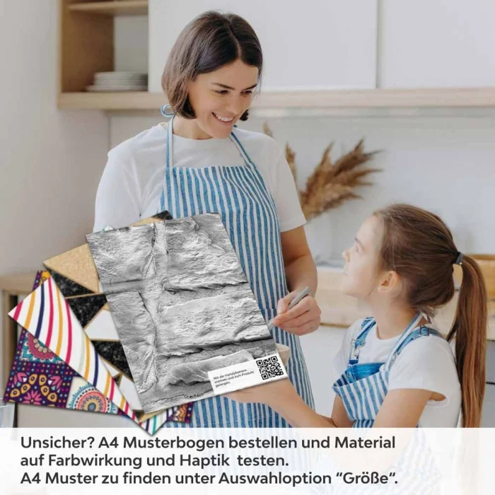 Küchenrückwand Folie Graues Naturmauerwerk - Rustikales Steinwand-Design A4 Muster