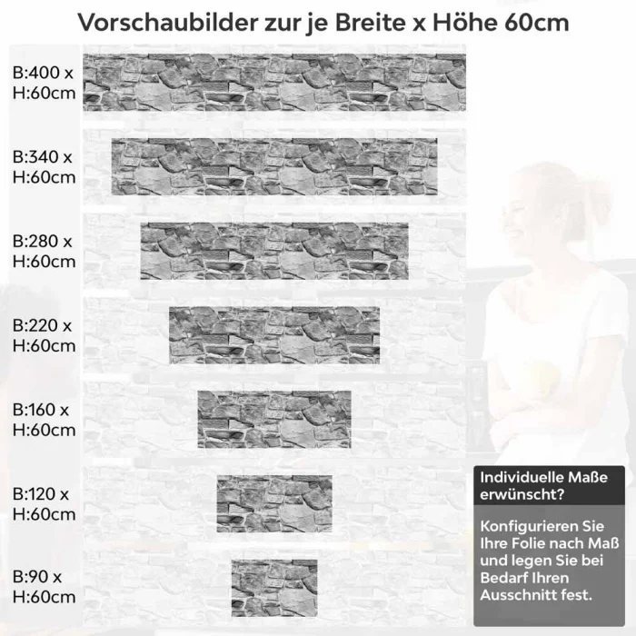 Küchenrückwand Folie Graues Naturmauerwerk - Rustikales Steinwand-Design Höhe 60cm