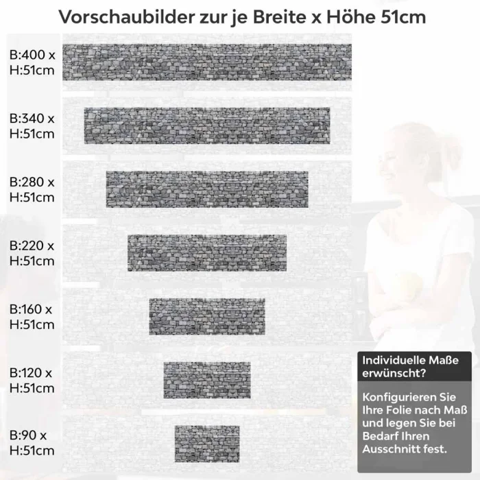 Küchenrückwand Folie traditionelle Steinmauer Höhe 51cm