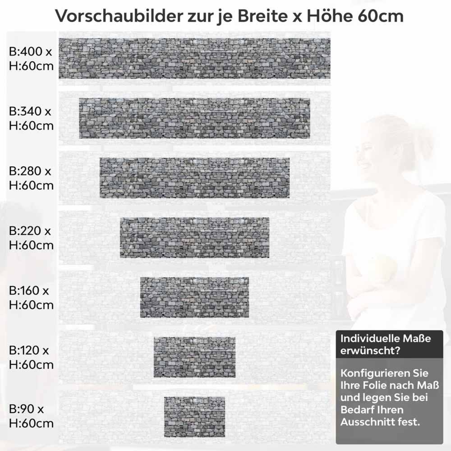 Küchenrückwand Folie traditionelle Steinmauer Höhe 60cm