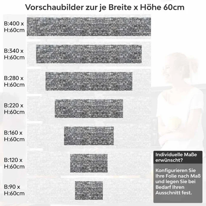 Küchenrückwand Folie traditionelle Steinmauer Höhe 60cm