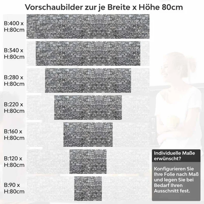 Küchenrückwand Folie traditionelle Steinmauer Höhe 80cm