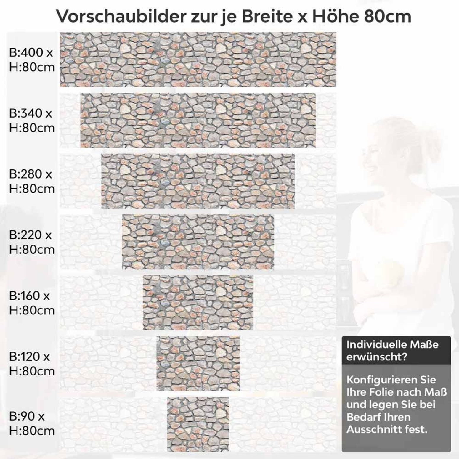 Küchenrückwand Folie rustikale Steinmauer Höhe 80cm