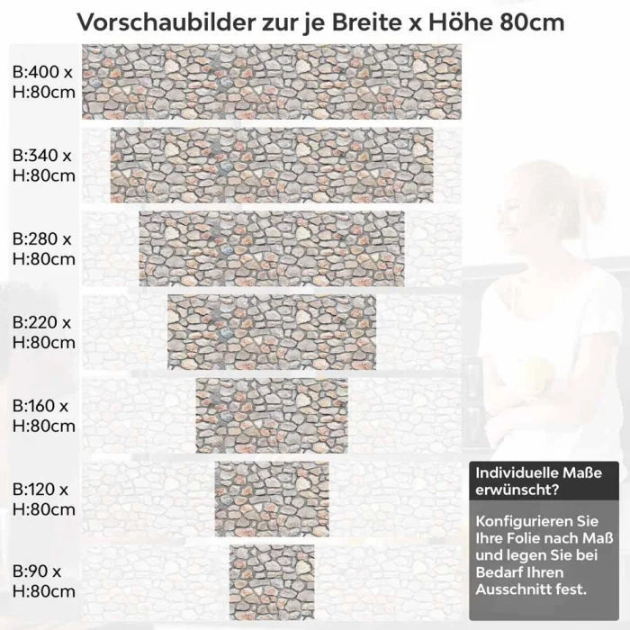 Küchenrückwand Folie rustikale Steinmauer Höhe 80cm