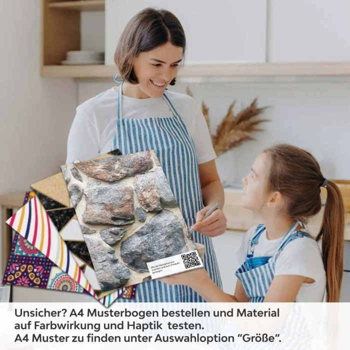 Küchenrückwand Folie Mauerwerkoptik - Charme in Landhausstill A4 Muster