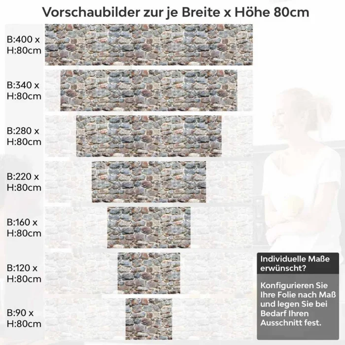 Küchenrückwand Folie Mauerwerkoptik - Charme in Landhausstill Höhe 80cm
