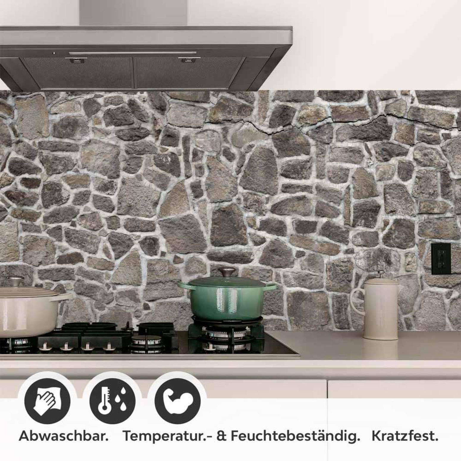 Küchenrückwand Folie Mauerdesign - Perfekt für Landhausküchen Detailbild 1
