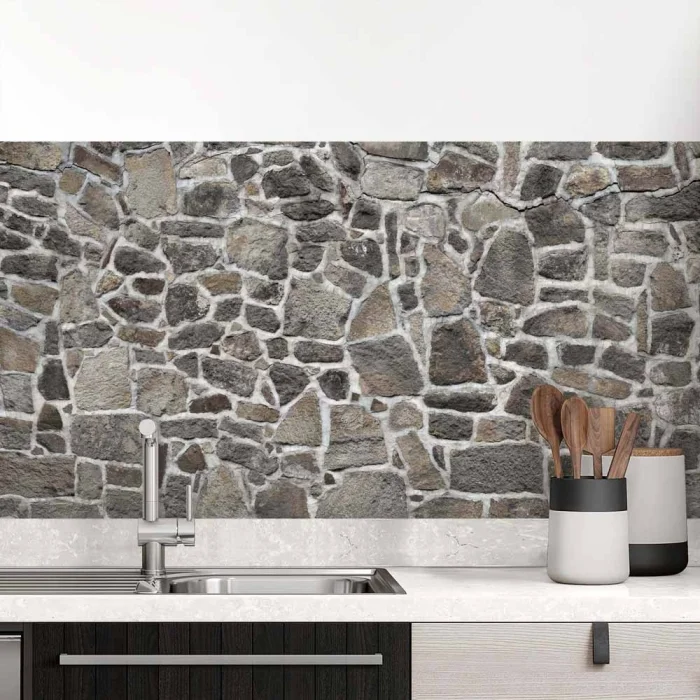 Küchenrückwand Folie Mauerdesign - Perfekt für Landhausküchen Hauptbild 1