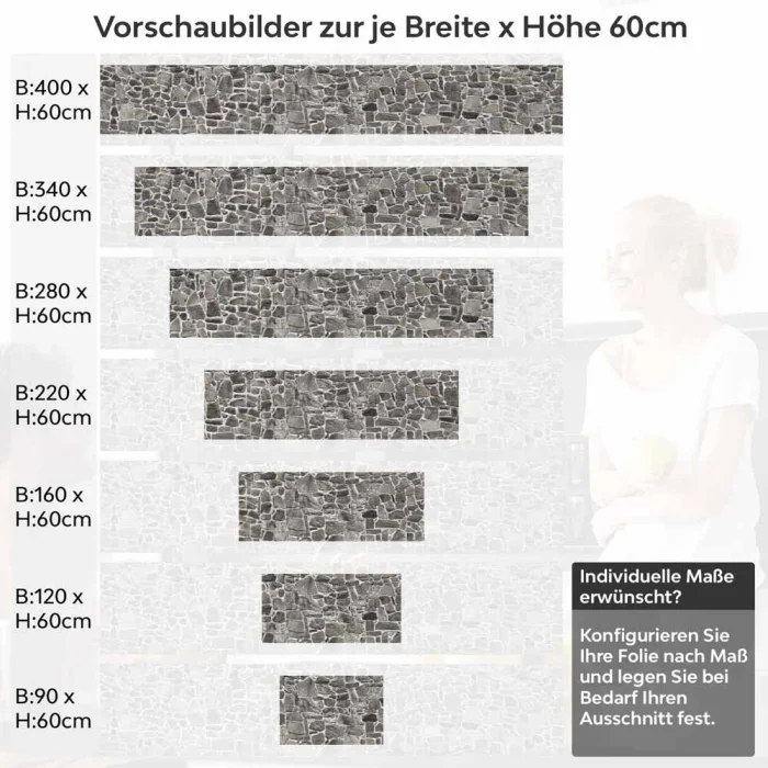 Küchenrückwand Folie Mauerdesign - Perfekt für Landhausküchen Höhe 60cm