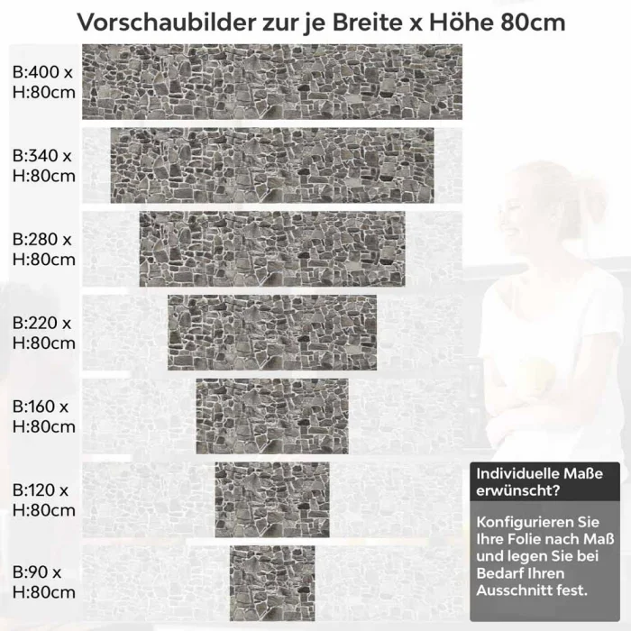 Küchenrückwand Folie Mauerdesign - Perfekt für Landhausküchen Höhe 80cm