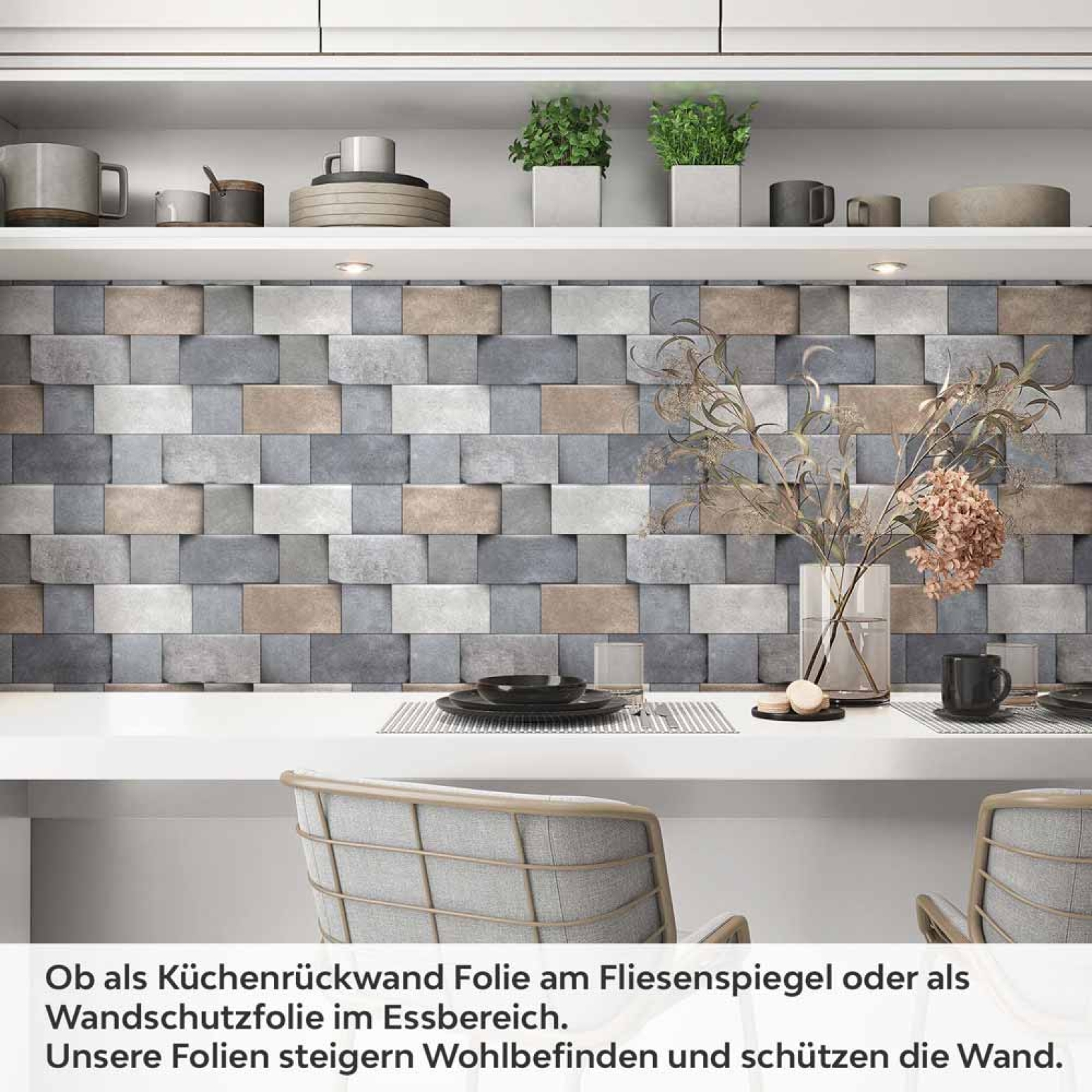 Küchenrückwand Folie strukturierte Steinoptik – Zeitloses Design Artikelbild 1