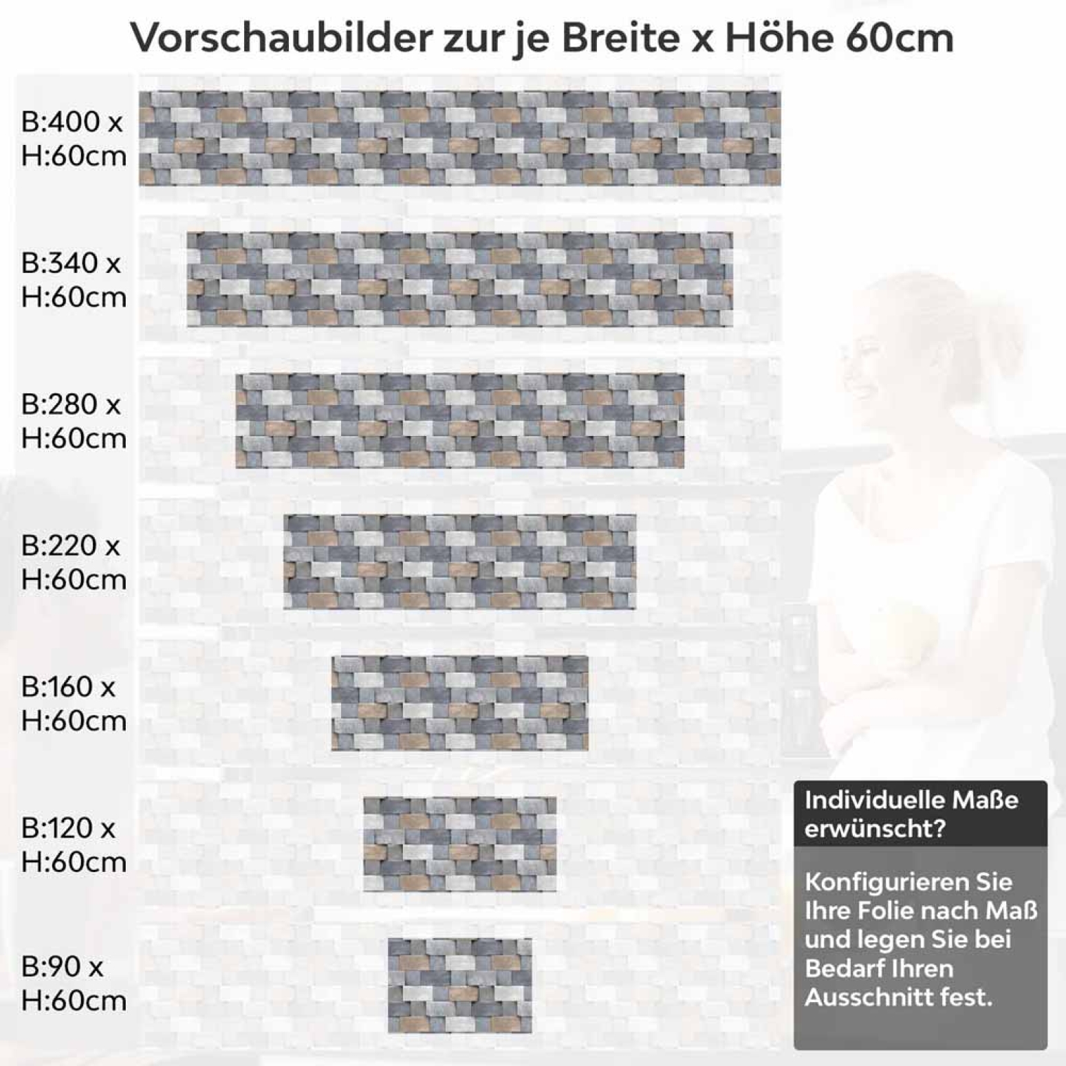 Küchenrückwand Folie strukturierte Steinoptik – Zeitloses Design Höhe 60cm