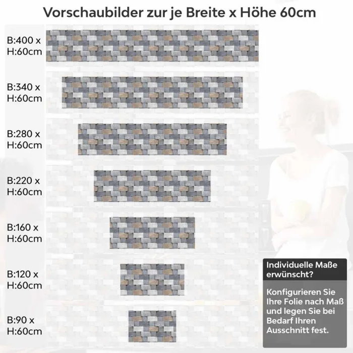 Küchenrückwand Folie strukturierte Steinoptik – Zeitloses Design Höhe 60cm