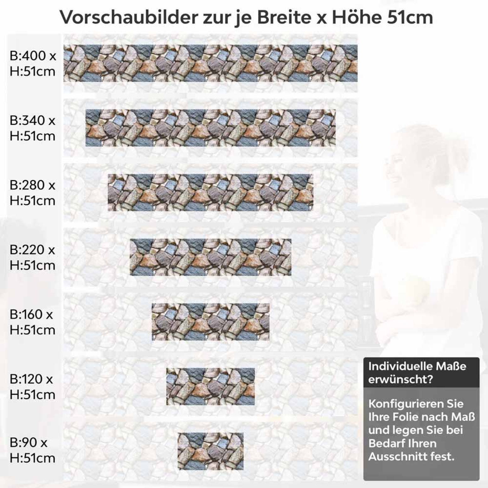 Küchenrückwand Folie Mediterranes Mauerwerk Höhe 51cm