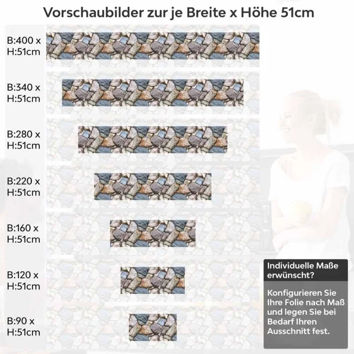 Küchenrückwand Folie Mediterranes Mauerwerk Höhe 51cm