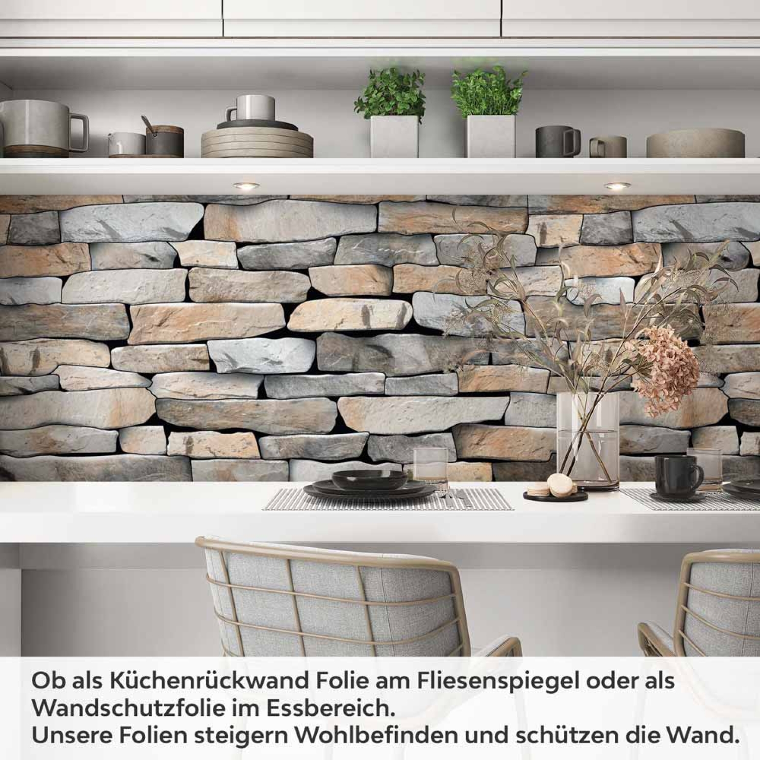 Küchenrückwand Folie Landhausmauer - Natürliches Flair für Ihre Küche Artikelbild 1