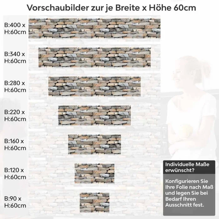 Küchenrückwand Folie Landhausmauer - Natürliches Flair für Ihre Küche Höhe 60cm