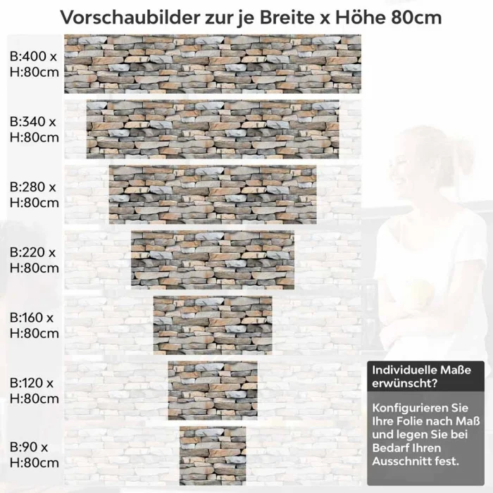 Küchenrückwand Folie Landhausmauer - Natürliches Flair für Ihre Küche Höhe 80cm