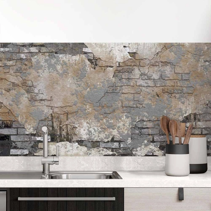 Küchenrückwand Folie abgenutztes Mauerwerk - Loft-Feeling in Ihrer Küche Hauptbild 1