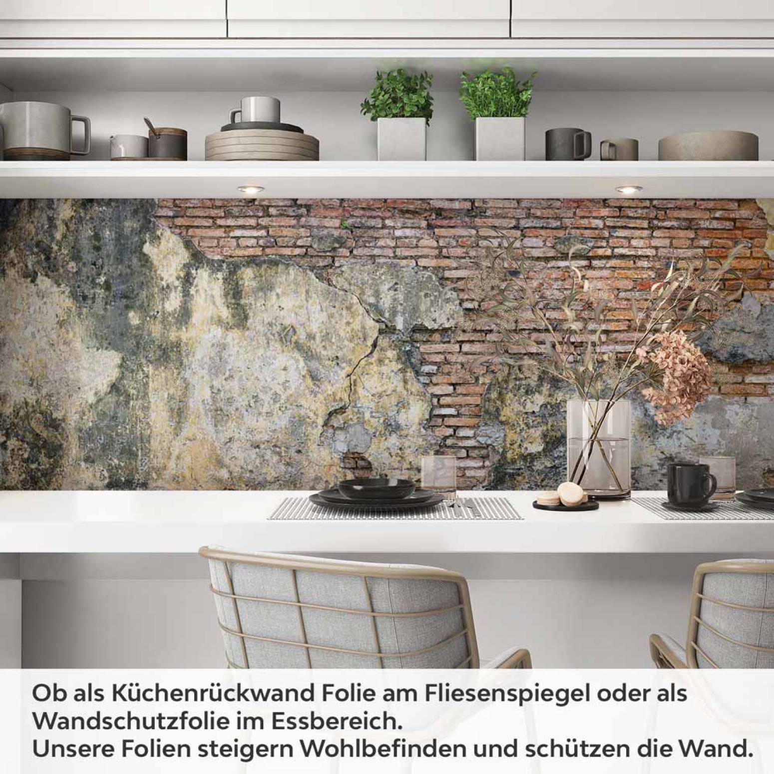Küchenrückwand Folie verwitterte Wand - Used-Look für die Küche Artikelbild 1
