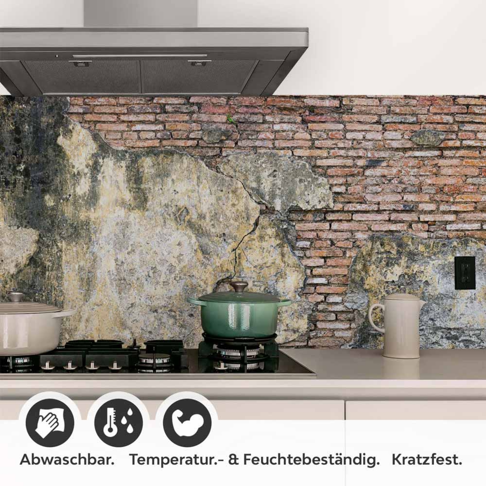 Küchenrückwand Folie verwitterte Wand - Used-Look für die Küche Detailbild 1