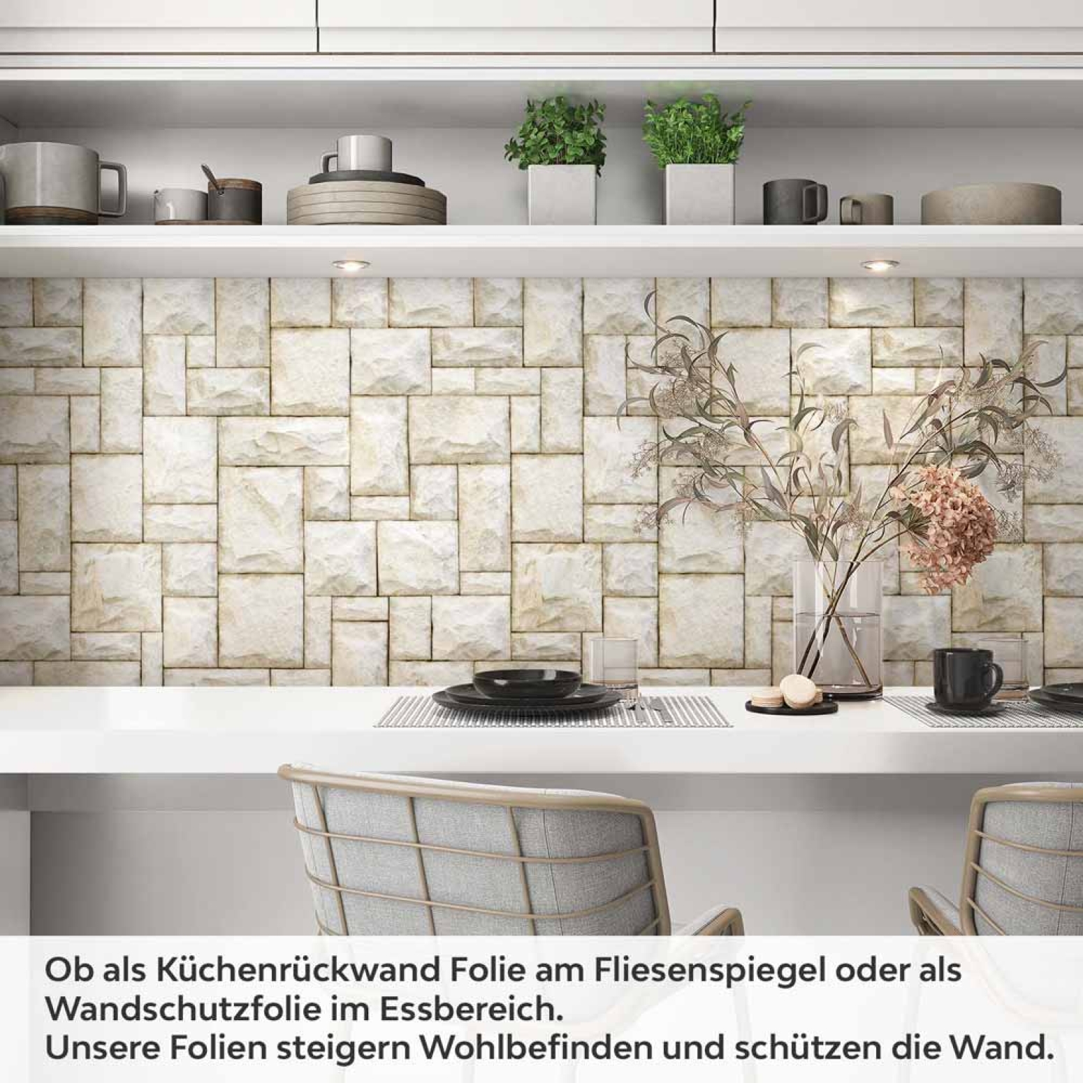 Küchenrückwand Folie Sandfarbene Steine Artikelbild 1