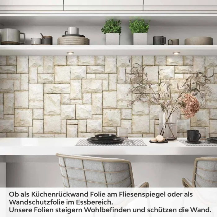 Küchenrückwand Folie Sandfarbene Steine Artikelbild 1