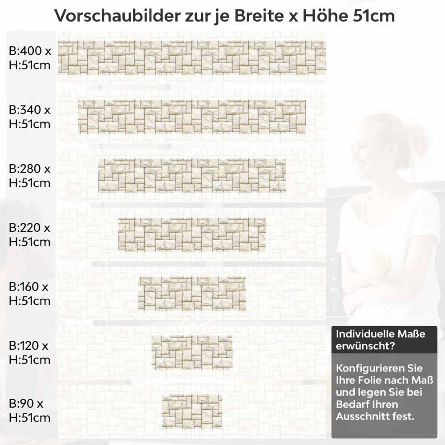 Küchenrückwand Folie Sandfarbene Steine Höhe 51cm