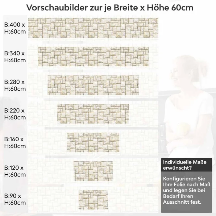 Küchenrückwand Folie Sandfarbene Steine Höhe 60cm