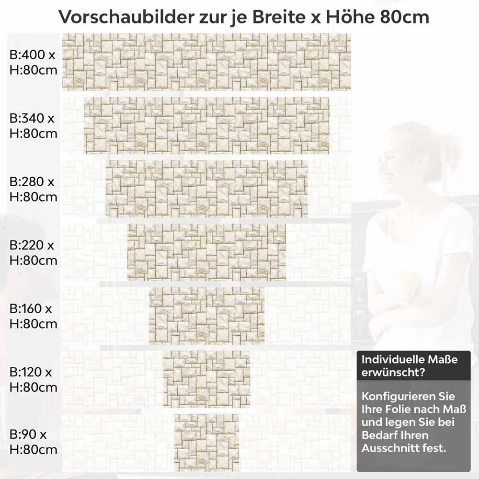 Küchenrückwand Folie Sandfarbene Steine Höhe 80cm