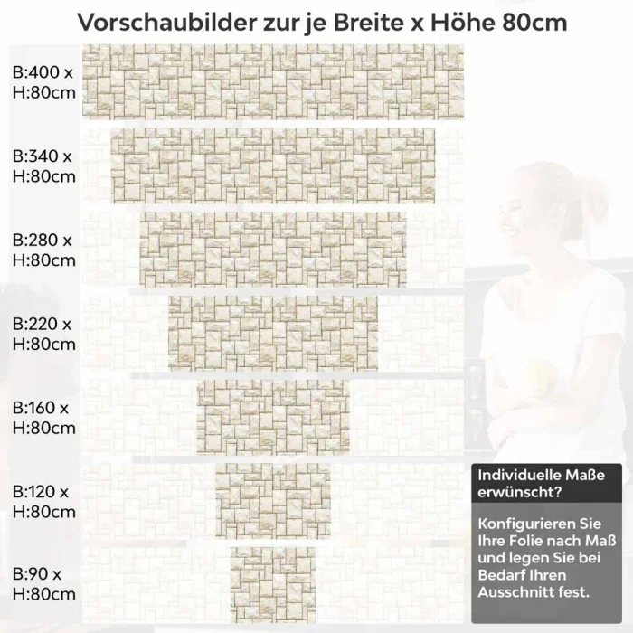 Küchenrückwand Folie Sandfarbene Steine Höhe 80cm