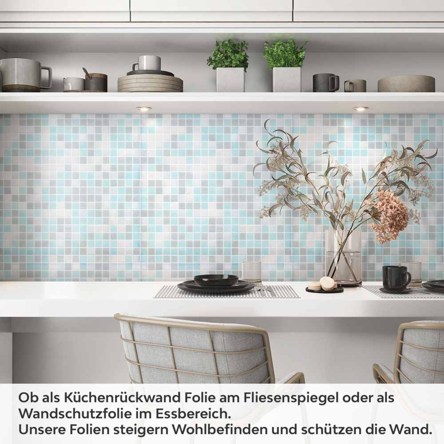 Küchenrückwand Folie Blautöne Mosaik - Maritimer Look Artikelbild 1