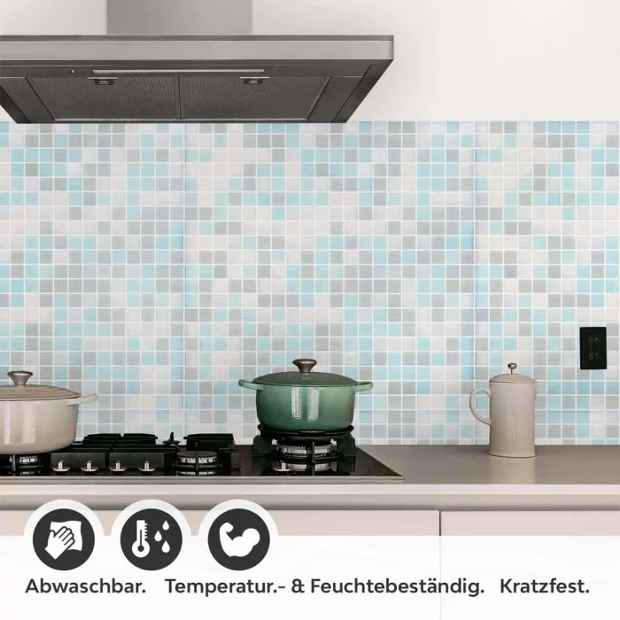Küchenrückwand Folie Blautöne Mosaik - Maritimer Look Detailbild 1