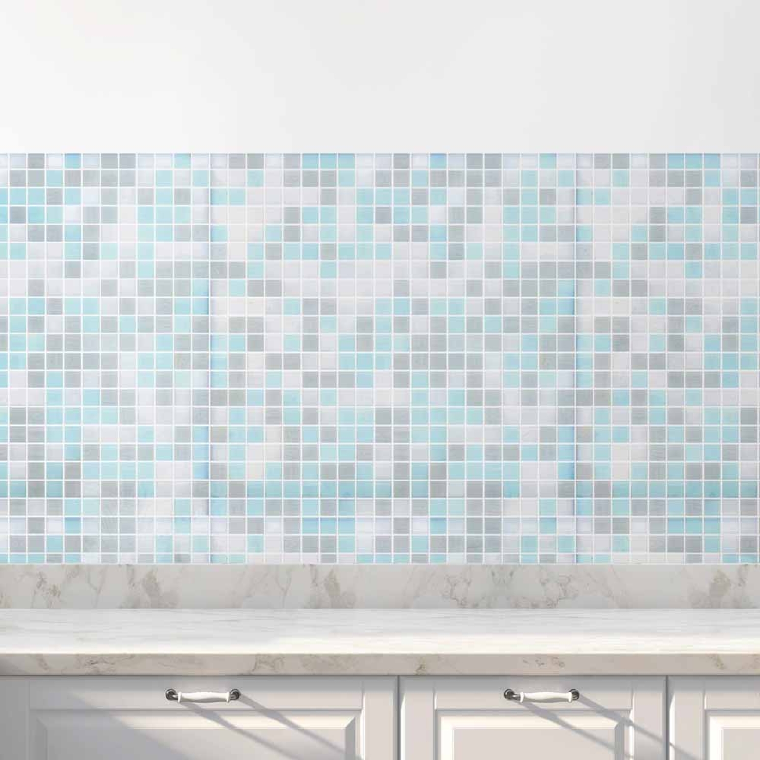 Küchenrückwand Folie Blautöne Mosaik - Maritimer Look
