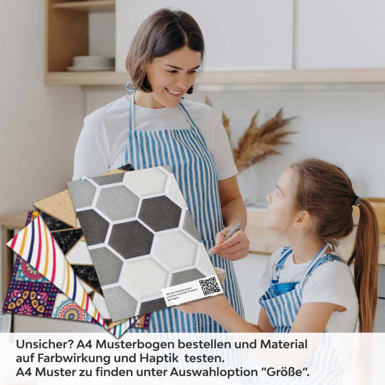 Küchenrückwand Folie Mosaikoptik Hexagon A4 Muster