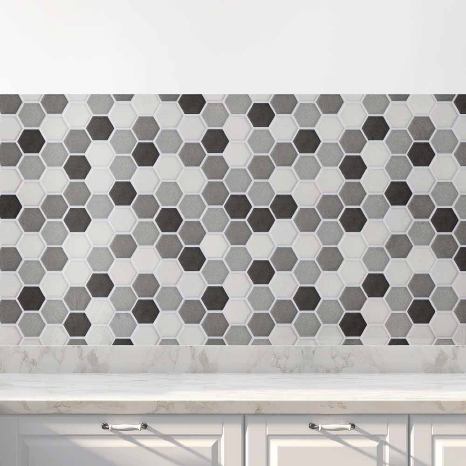 Küchenrückwand Folie Mosaikoptik Hexagon