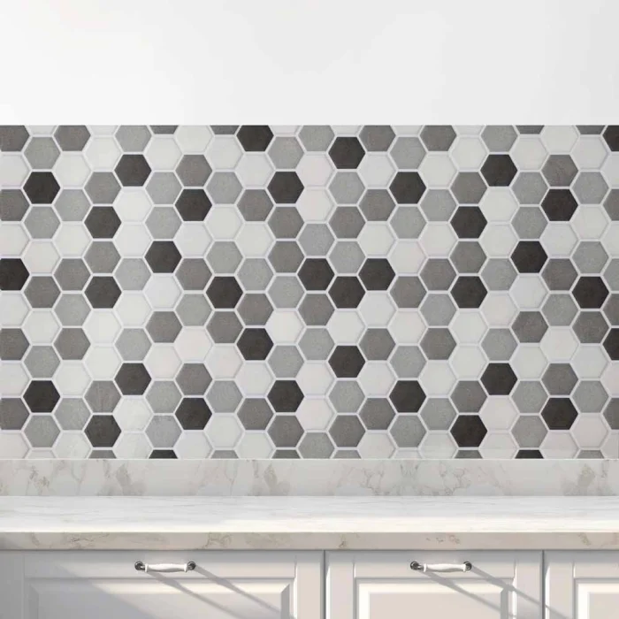 Küchenrückwand Folie Mosaikoptik Hexagon Hauptbild 1