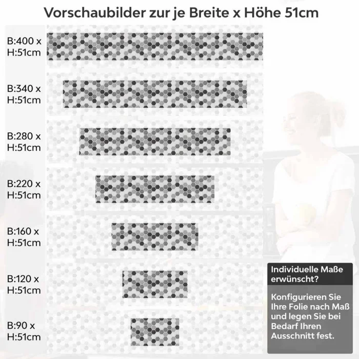 Küchenrückwand Folie Mosaikoptik Hexagon Höhe 51cm