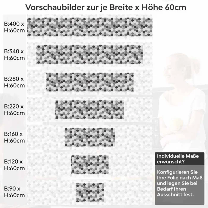 Küchenrückwand Folie Mosaikoptik Hexagon Höhe 60cm